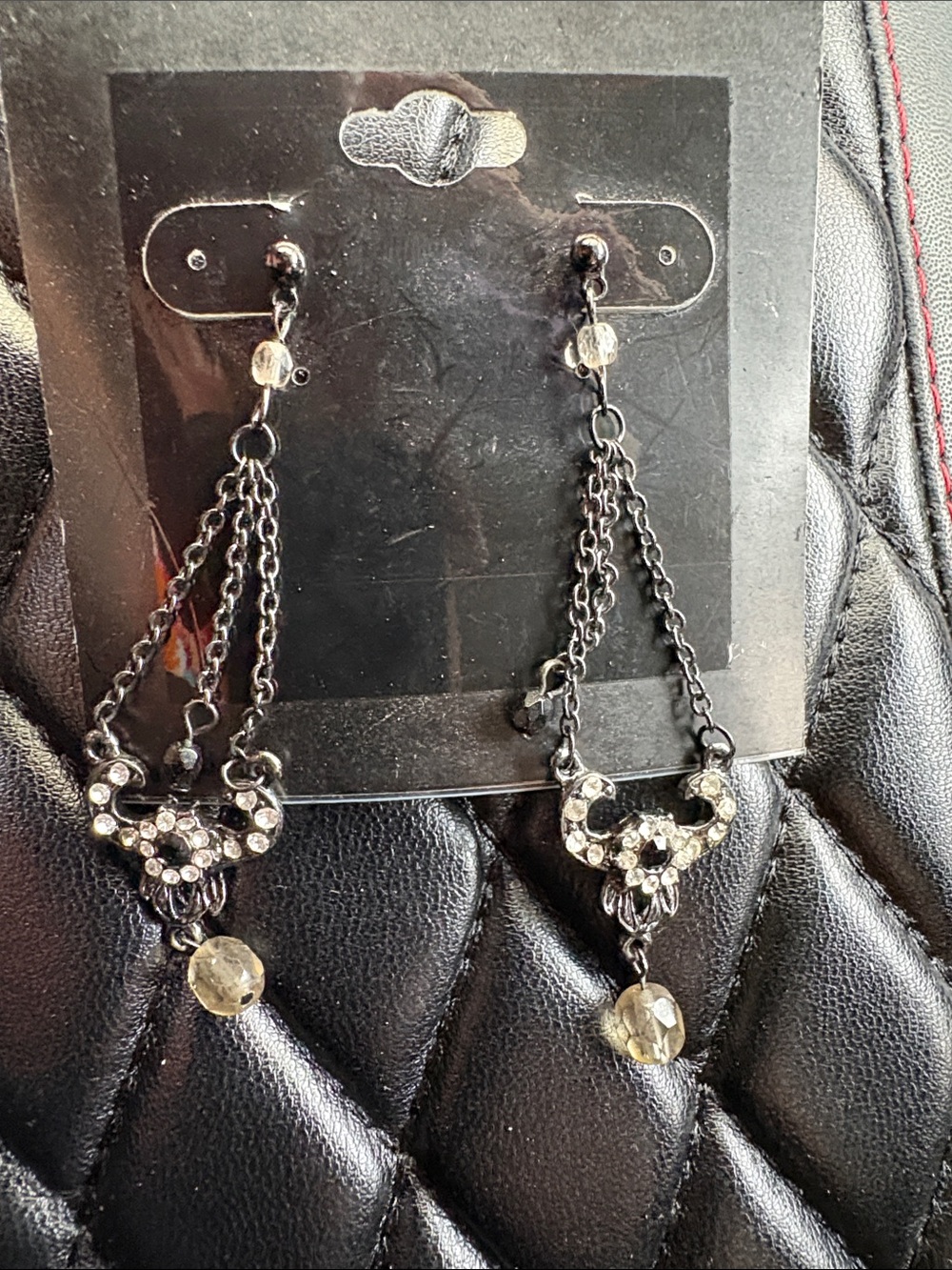Claire's Black Crystal Multi-Chain Drop Earrings